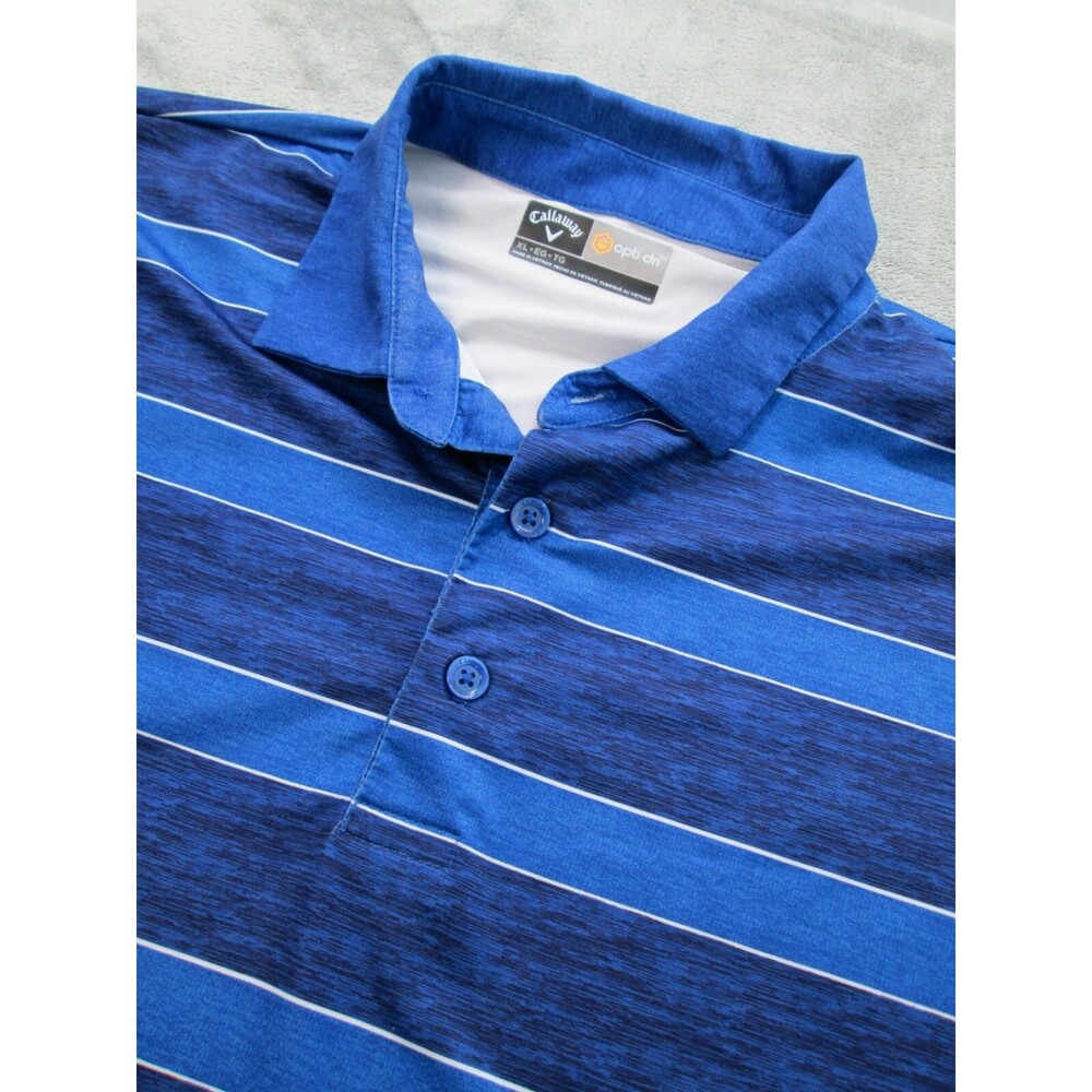 Callaway Golf Polo Shirt Men’s XL Opti-Dri Striped Blue Short Sleeve Lightweight